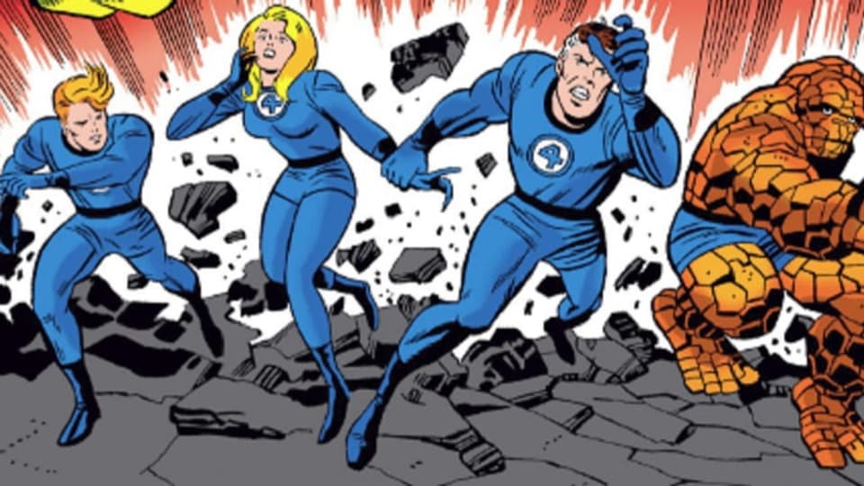 Die Fantastic Four rennen. Die Erde unter ihnen explodiert,
