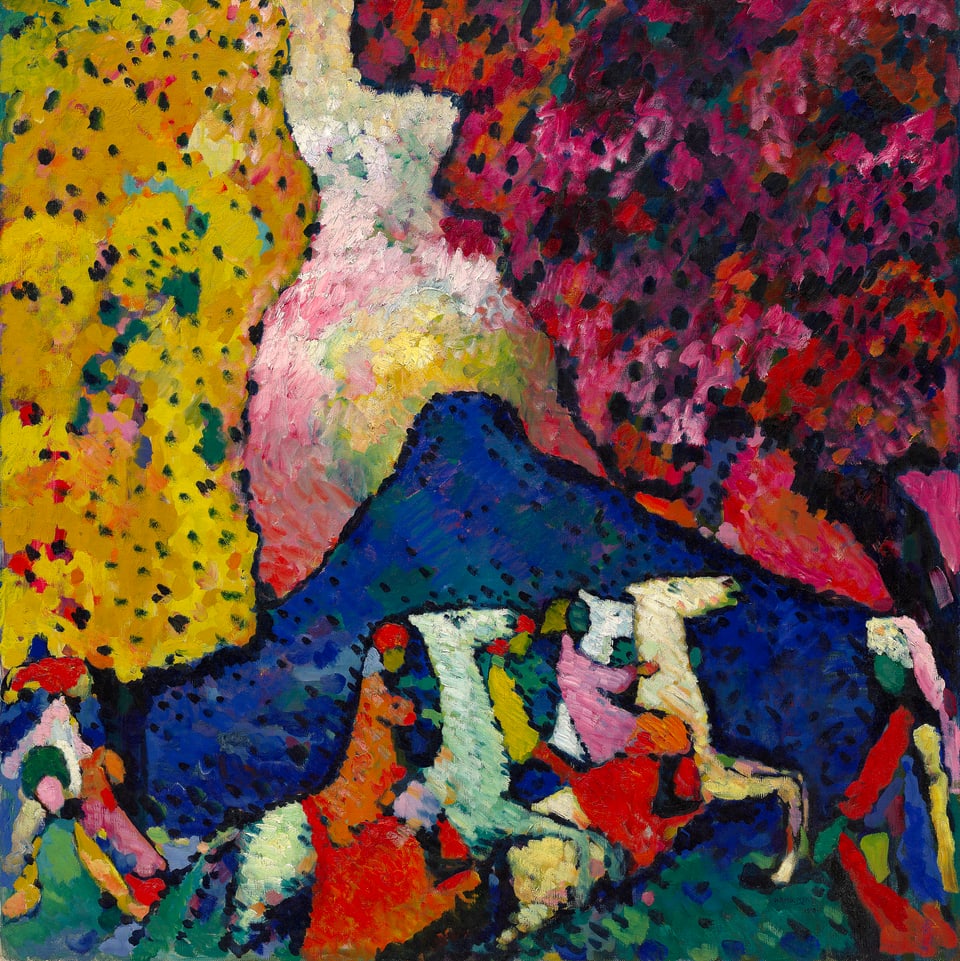 Wassily Kandinsky: Der blaue Berg, 1908/09, Öl auf Leinwand, 106 x 96.6 cm.
