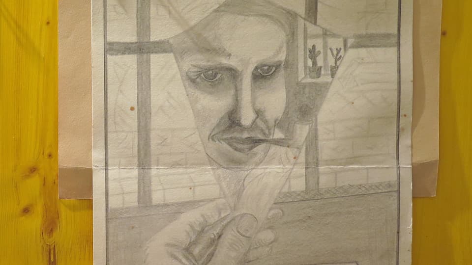 Zeichnung eines Häftlings, ein Selbstbildnis.