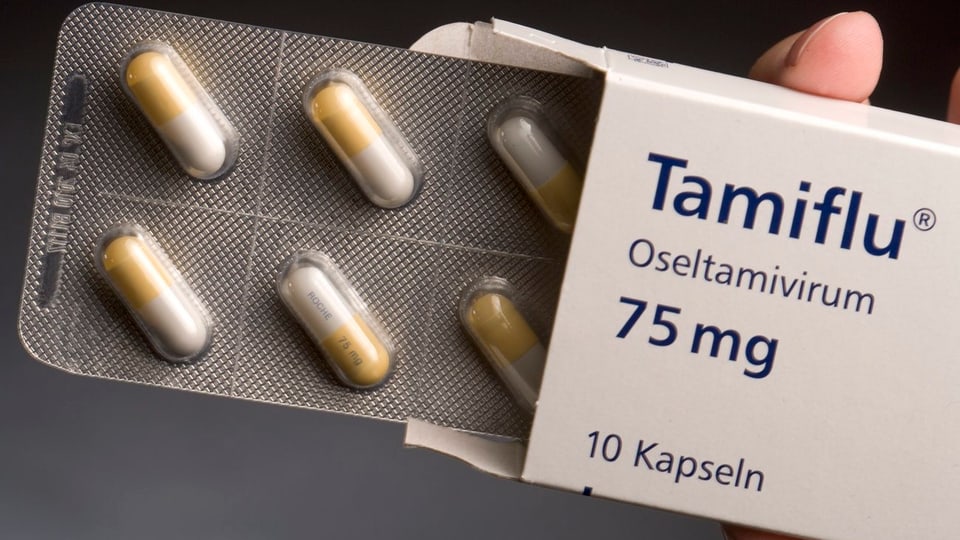 Eine Packung des Grippemittels Tamiflu.