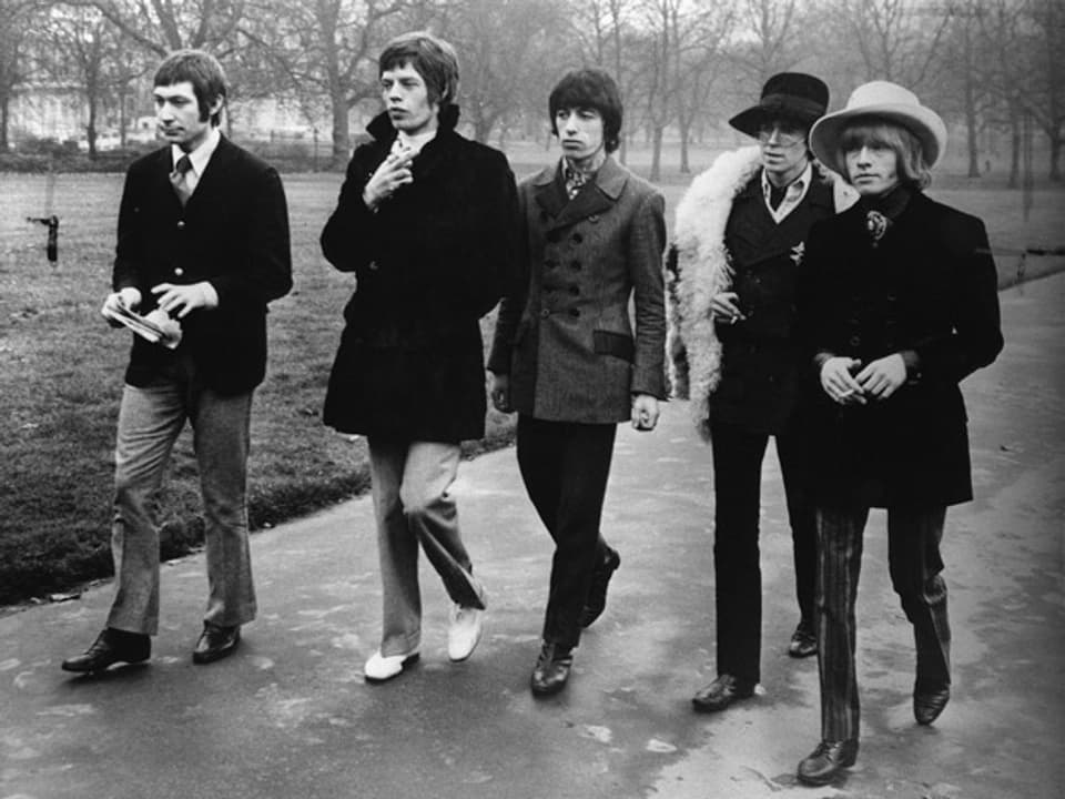Die Rolling Stones Charlie Watts, Mick Jagger, Bill Wyman, Keith Richards und Brian Jones im Jahr 1964