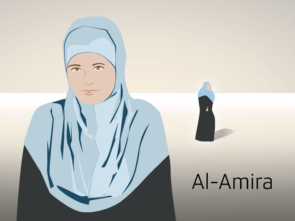 Illustrierte Frau mit Al-Amira.