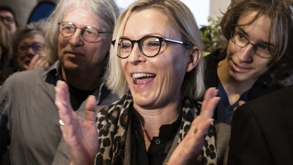 Astrid Bärtschi, kurz nach der Resultateverkündung im Berner Rathaus.