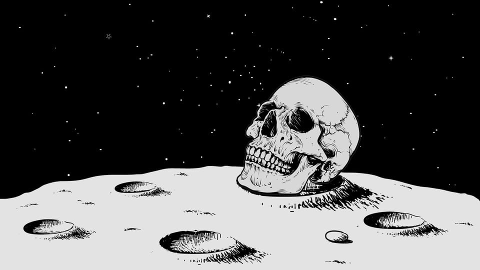 Totenschädel auf dem Mond
