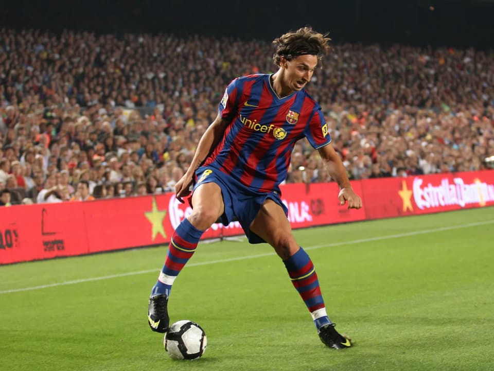 Mit seinem Trainer nicht immer einig Ibrahimovic im Barcelona-Dress.