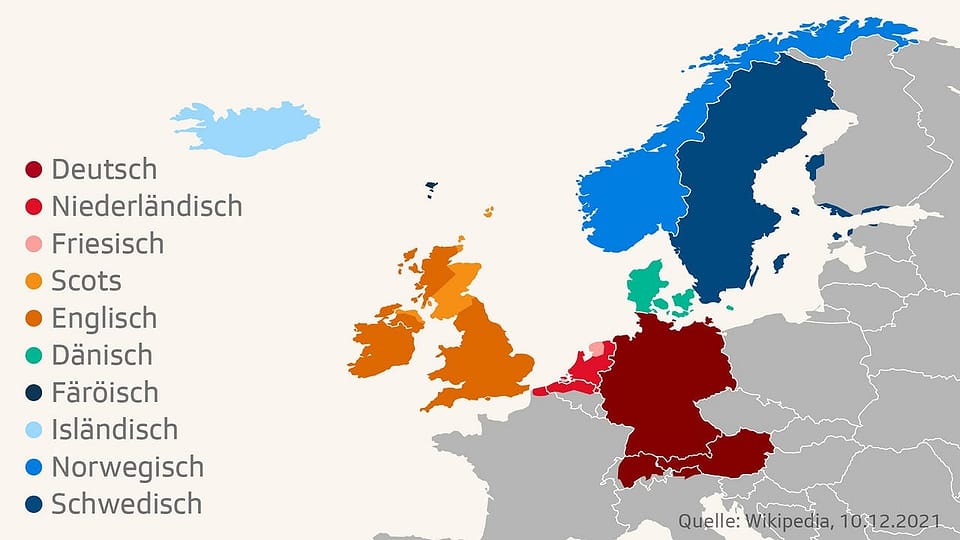 Die germanischen Sprachen im Überblick Karte mit germanischen Sprachen