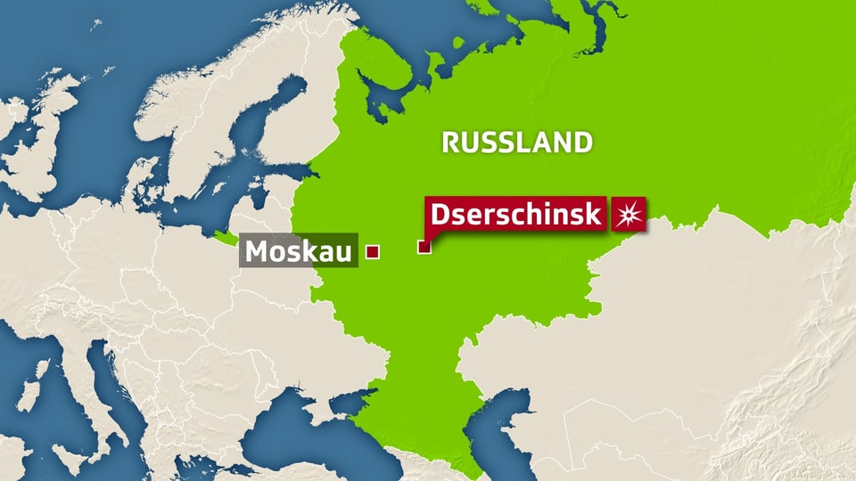 Karte Russlands mit Verortung von Dserschinsk.