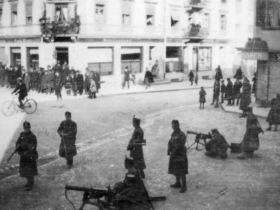 Landesstreik 1918 in Grenchen: Militär bezieht Stellung