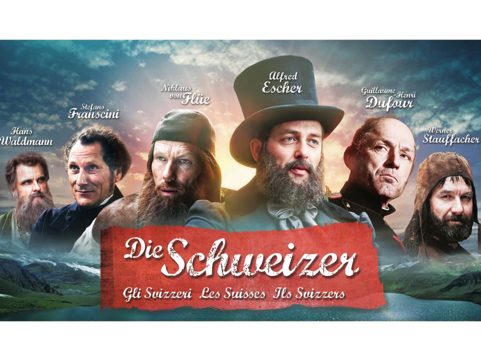 Das Titelbild der Serie «Die Schweizer». Darauf zu sehen sind die Köpfe von sechs Männern.