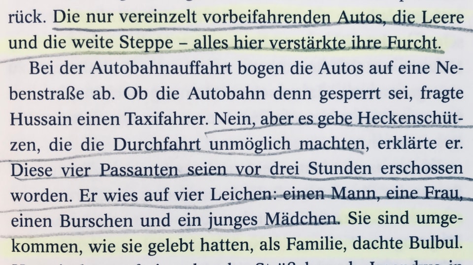 Der Tod lauert überall Foto einer Textpassage aus «Der Tod ist ein mühseliges Geschäft»