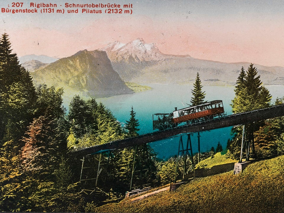 Alte Postkarte der Rigibahn