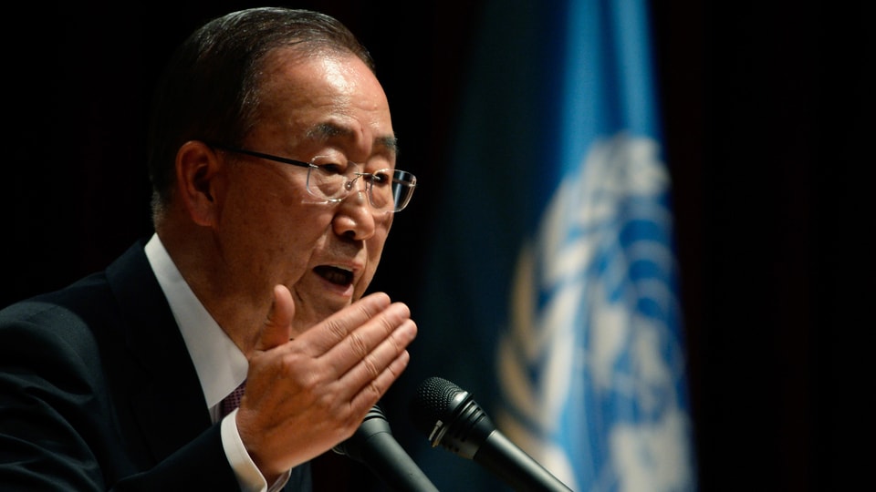 Uno-Generalsekretär Ban Ki Monn spricht an einer rede. (Getty Images)