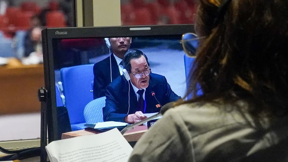 Kim Song bei seinem Auftritt vor dem UNO-Sicherheitsrat am 13.7.2023. 