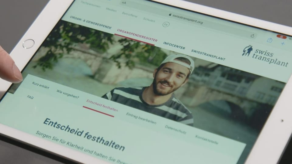 Die Anmeldeseite von Swisstransplant. Die Anmeldeseite von Swisstransplant.