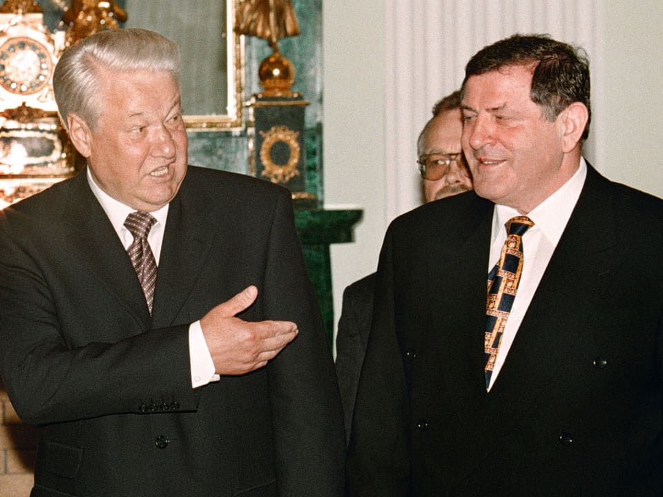 Mečiar  bei einem Treffen mit dem damaligen russischen Präsidenten Boris Jelzin.