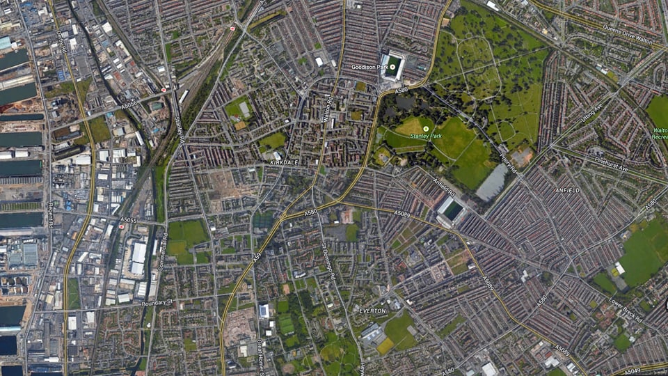Karte von Nord-Liverpool.