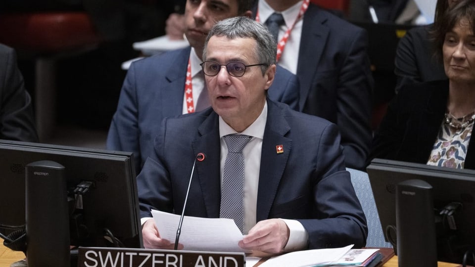 Bundesrat Ignazio Cassis spricht vor dem UNO-Sicherheitsrat. 