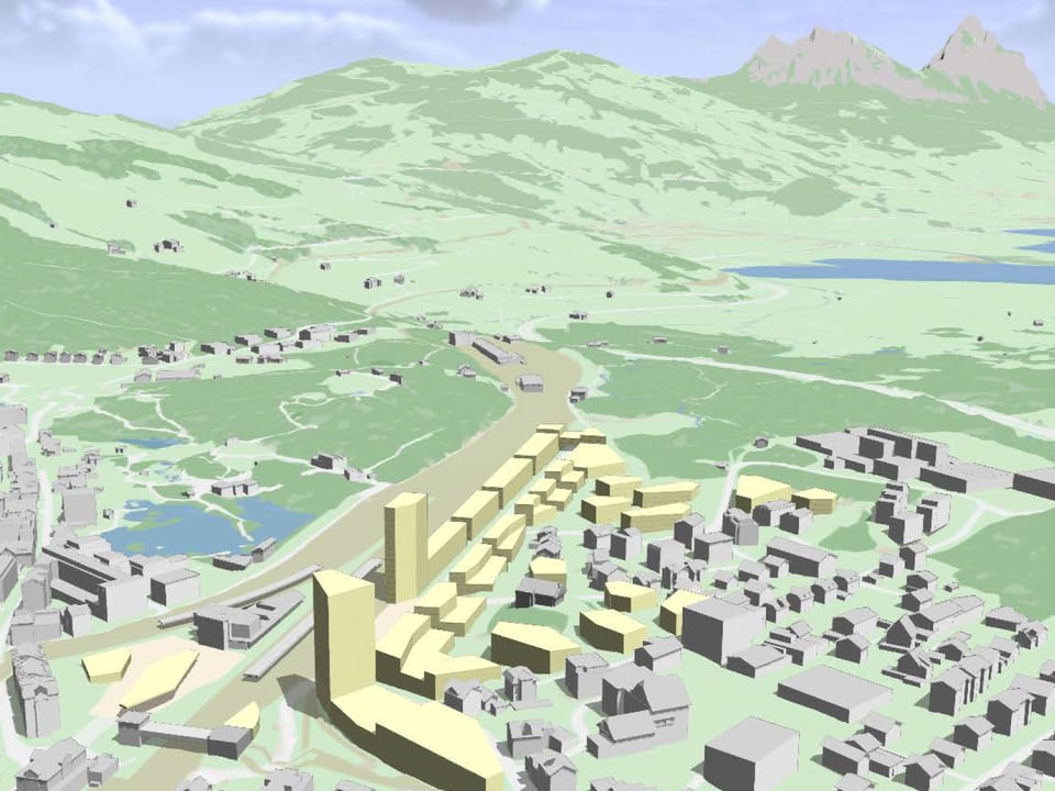 3-D-Visualisierung des geplanten Umbaus der Umgebung des Bahnhofs Arth-Goldau.