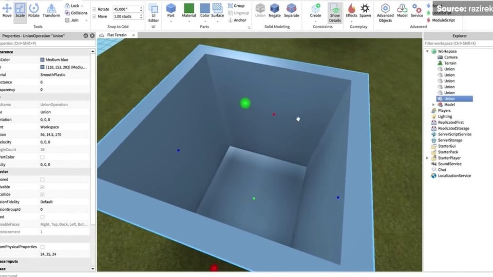 Ein Screenshot zeigt das Roblox Studio