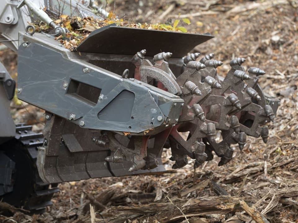 Die Walze des ferngesteuerten «Digger D250», ein in der Schweiz entwickeltes Minenräumgerät.