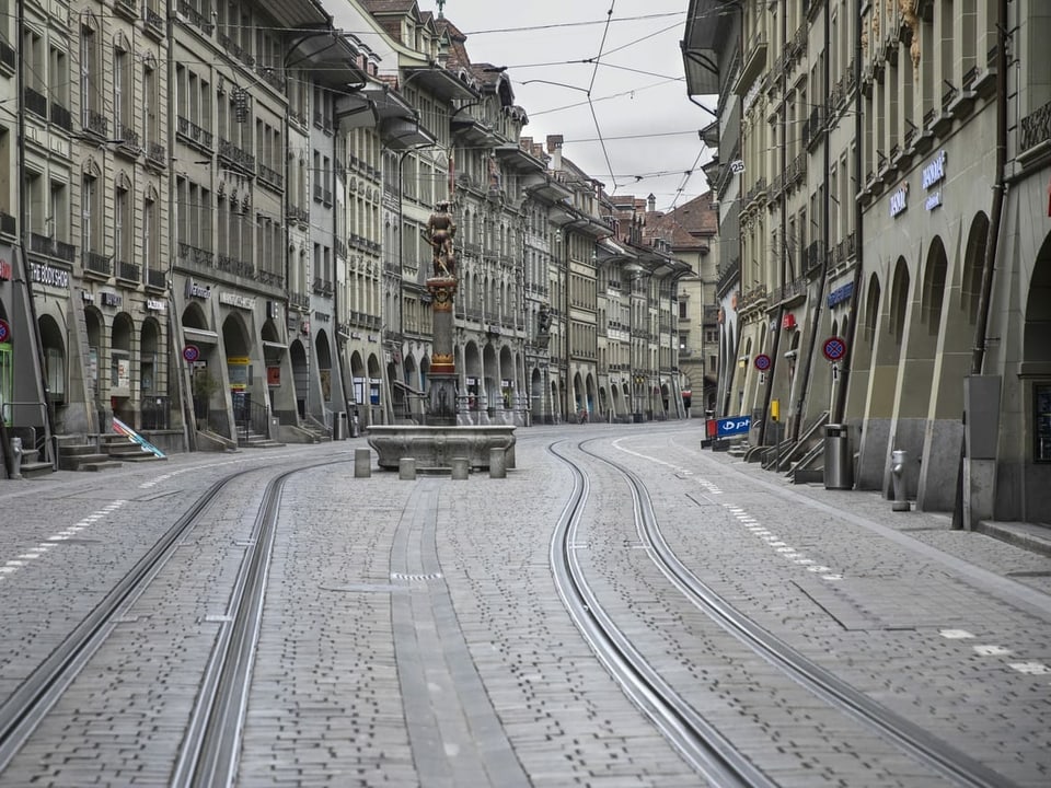 Leere Strassen in Bern.