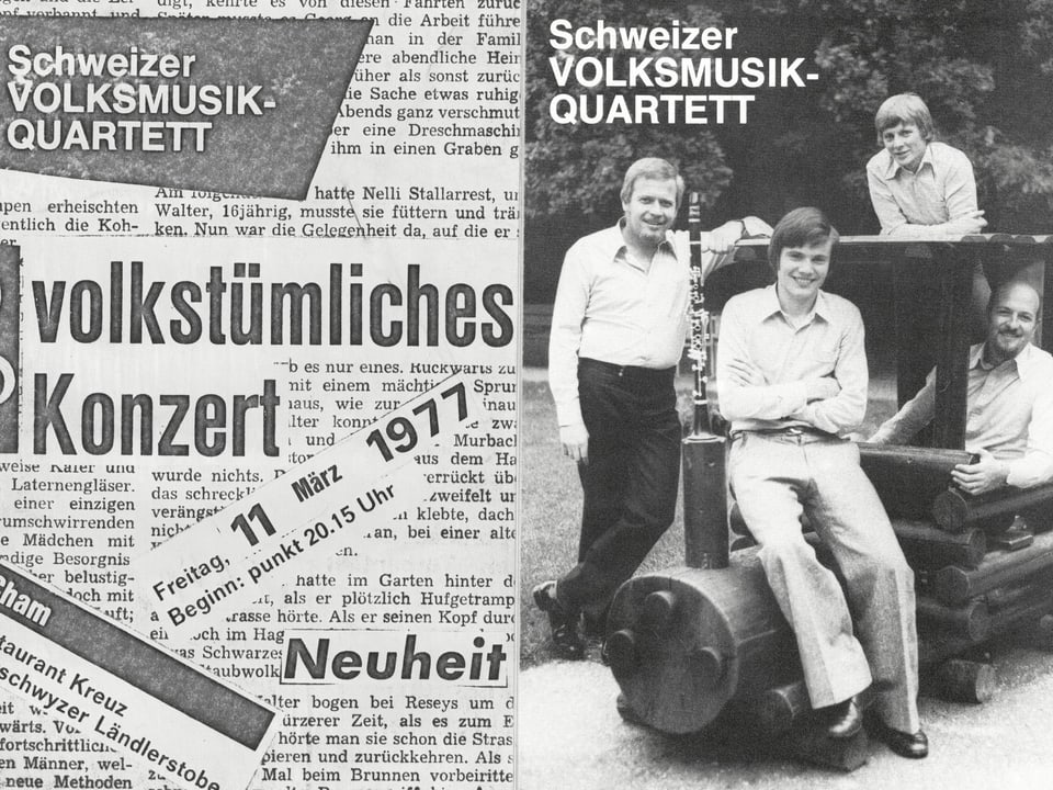 Zeitungsausschnitt von Walter Grimm mit seinem Volksmusik-Quartett.