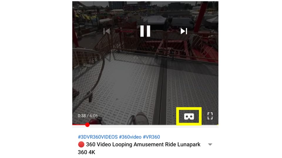 Ein VR-Brillen-Video in der Youtube-App