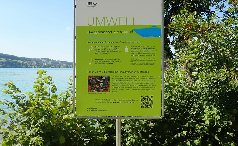 Warnschild am Hallwilersee