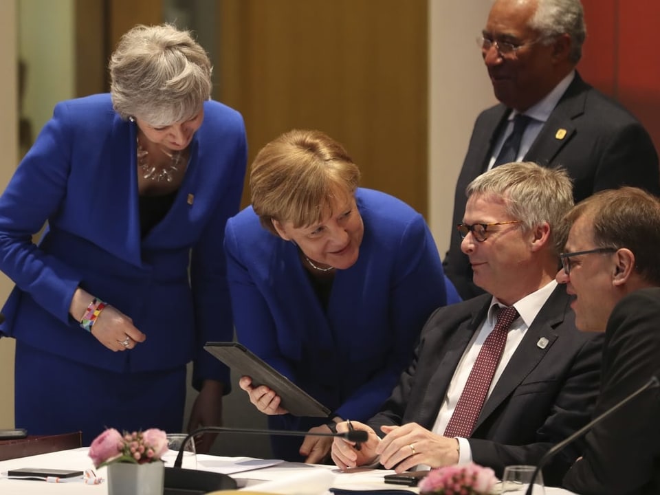 Merkel, May, Costa und Sipila. 