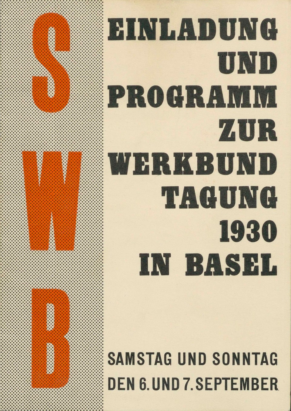 Programm und Einladung für die Werkbundtagung in Basel.