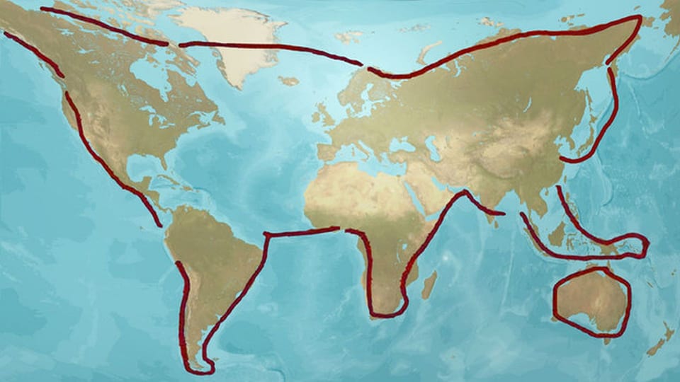 Weltkarte mit Katzenumriss eingezeichnet