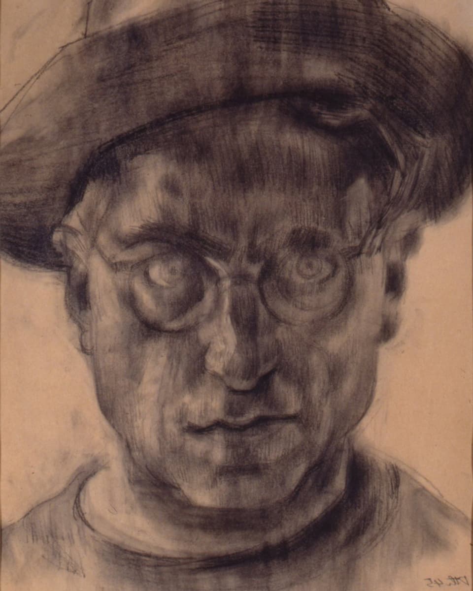 Ein Mann mit Hut. Eine Bleistift-Zeichnung von Heinrich Danioth.