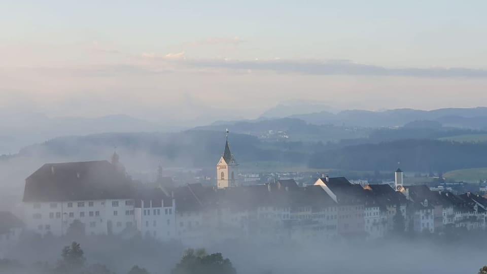 Nebelschwaden bei der Wiler Altstadt.