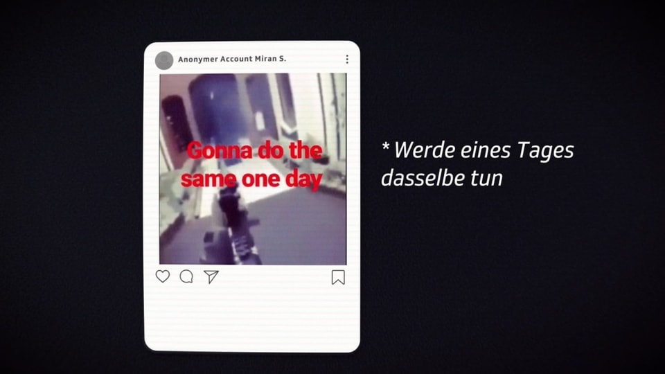 Über dem Screenshot des Attentatsvideos von Chriistchurch steht: «Gonna do the same on day»