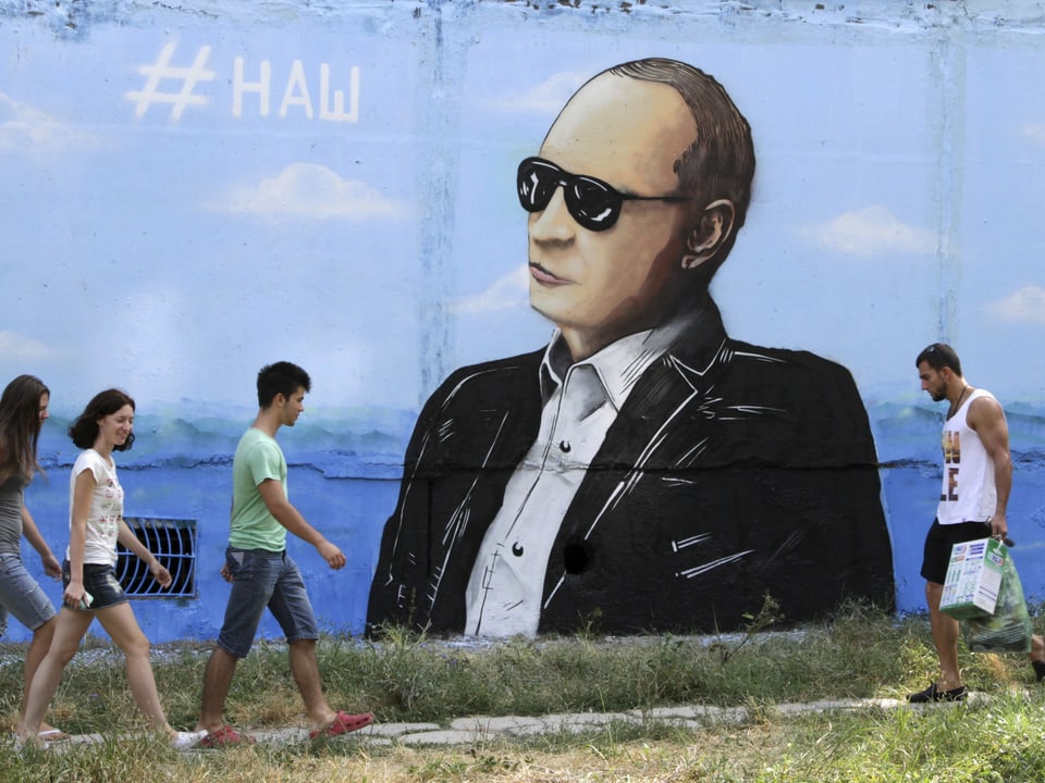 Putin auf Graffiti in Simferopol