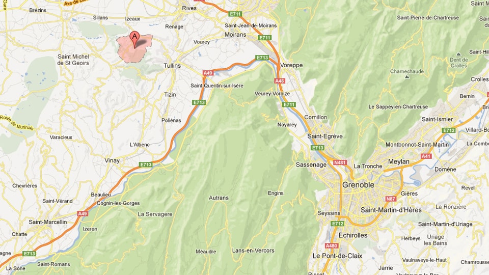 Karte Absturz in der Nähe von Grenoble