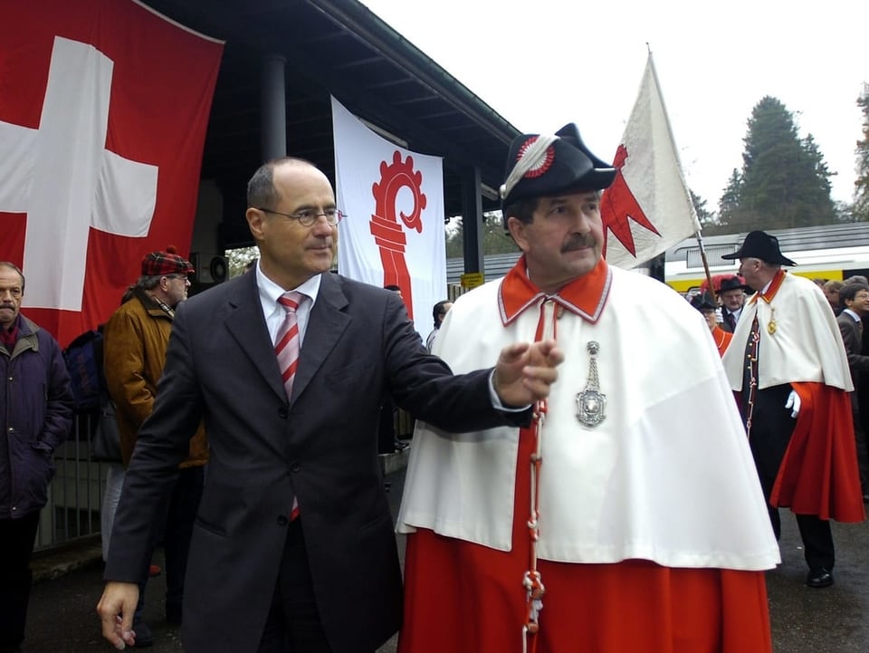 Claude Janiak als frischgewählter Nationalratspräsident beim Empfang in Liestal. 