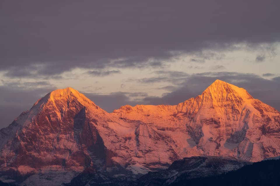 Thun BE Sonnenuntergang at Eiger und Mönch