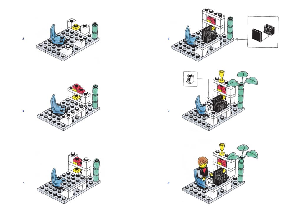 BAuanleitung für ein Büro aus Legosteinen