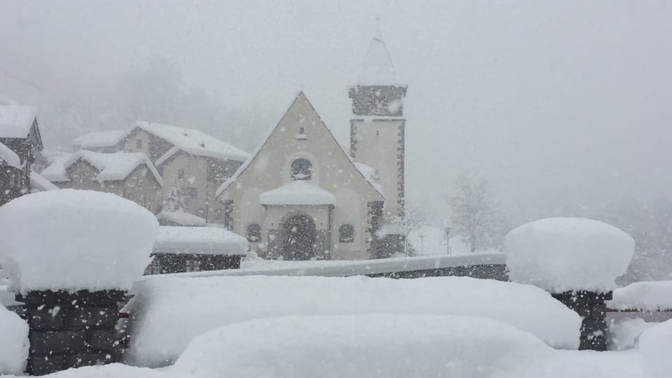 Winterlandschaft mit Kirche in Gurtnellen.