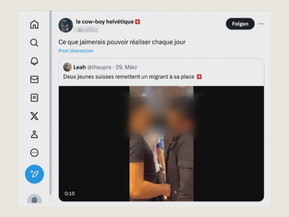Screenshots eines Tweets. Die Aussage ist auf französisch zu sehen. Darunter ein Bild des Videos.