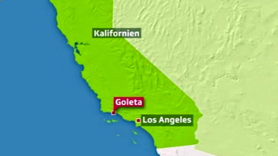 Ein Kartenausschnitt von Kalifornien 