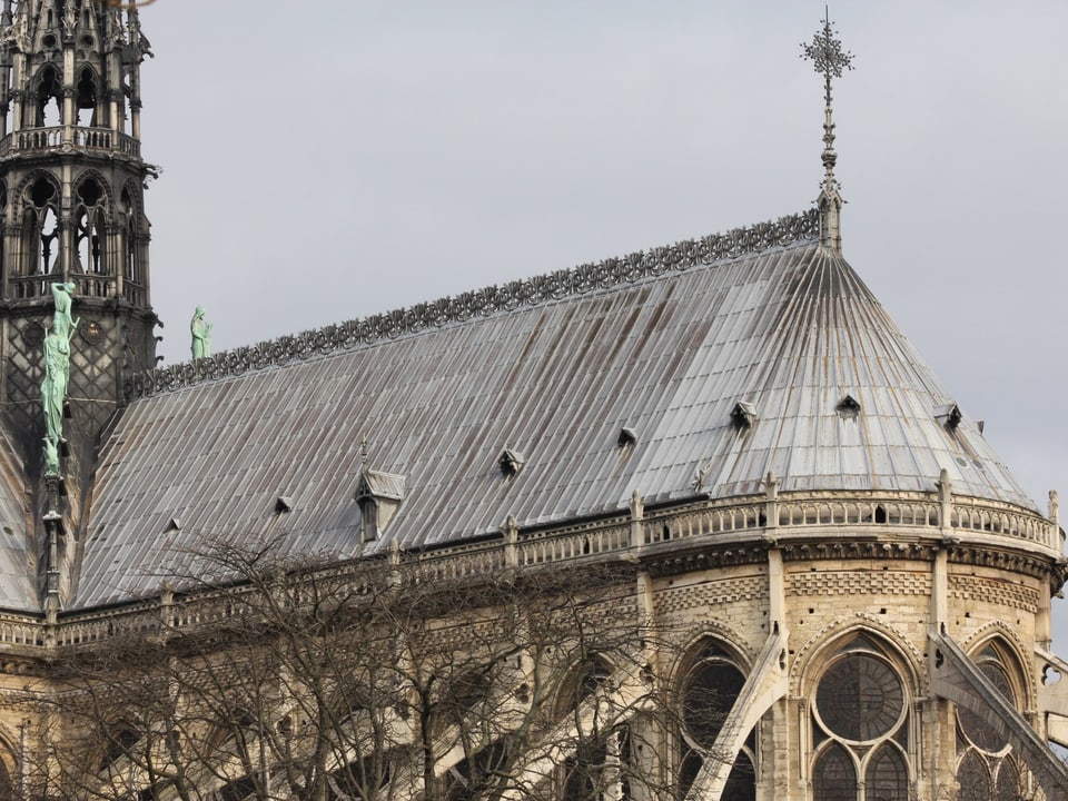 Blick auf das Bleidach der Notre-Dame in Paris.