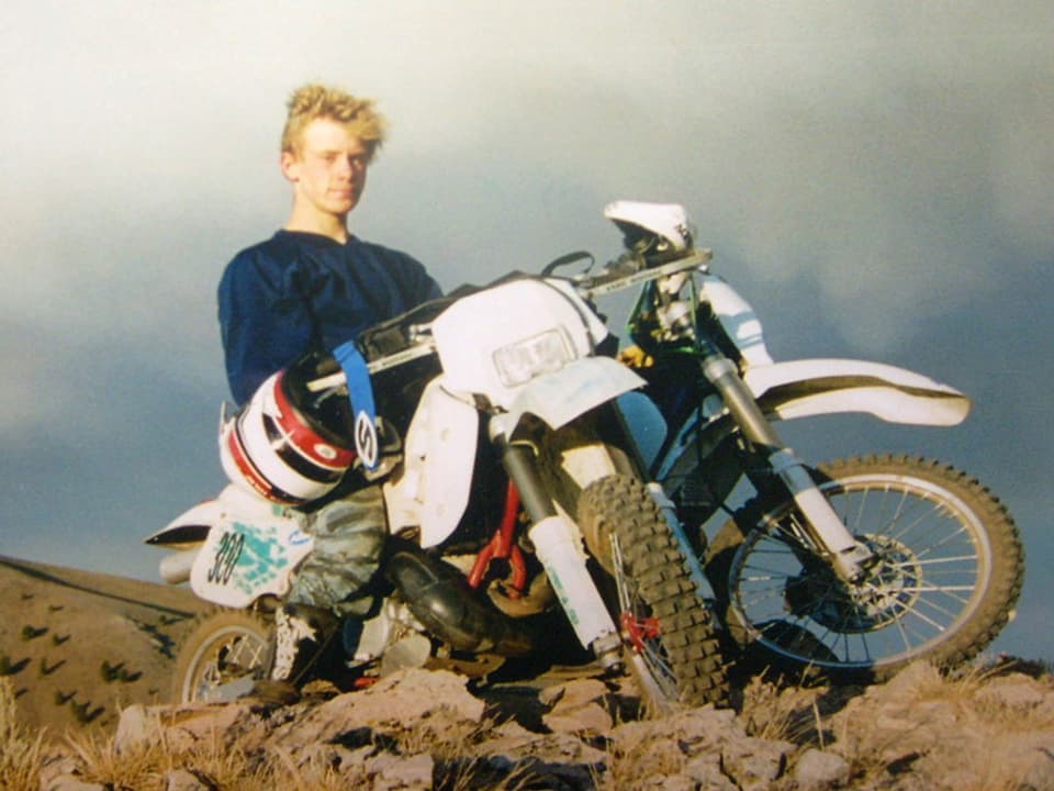 Der junge Bowe Bergdahl auf einem Motorrad in Idaho