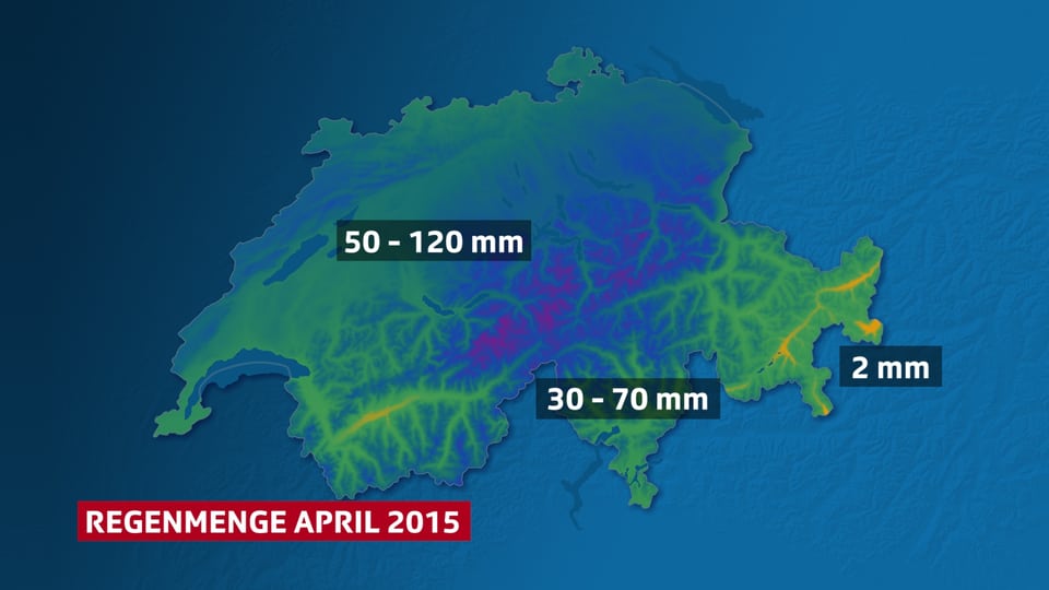 Eine Karte zeigt die Verteilung des Aprilniederschlags.