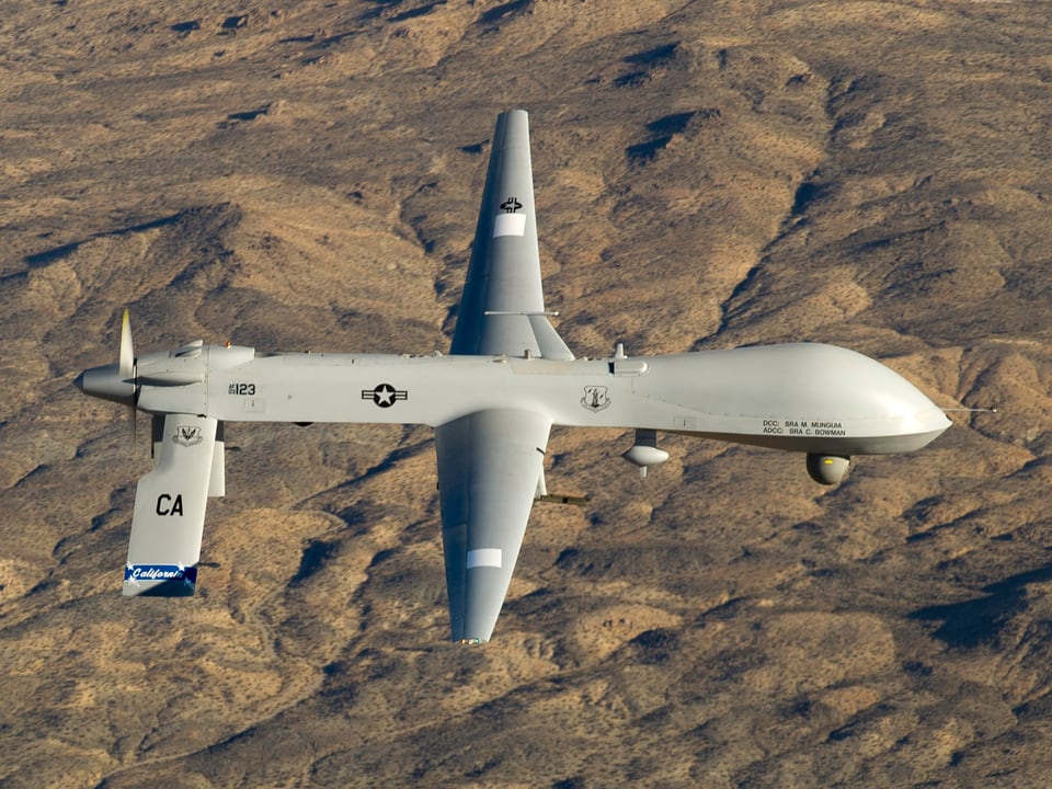 Eine Predator-Drohne der USA im Flug.