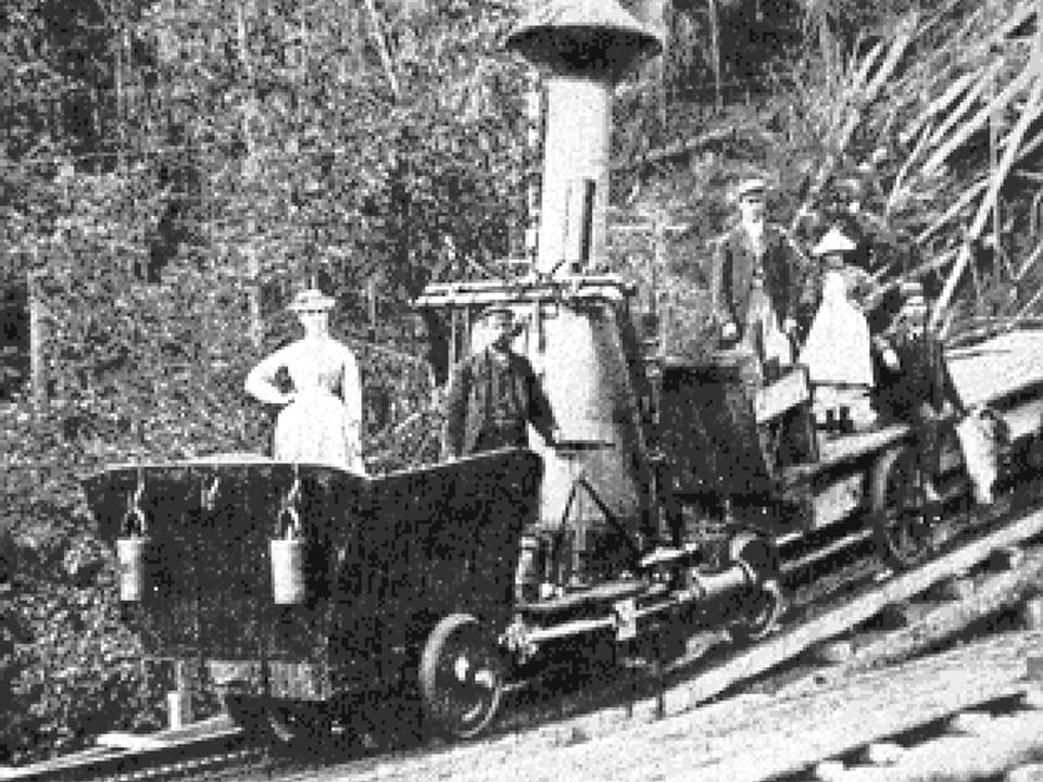 Historische Aufnahnme einer Zahnradbahn auf den Mount Washington
