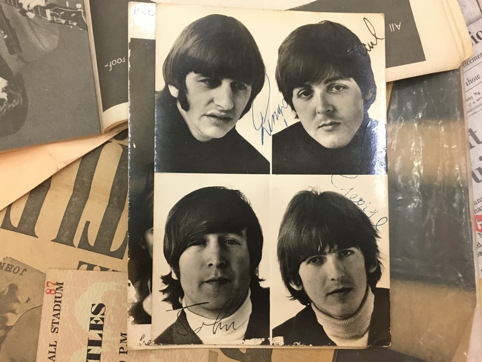 Autogrammkarte der Beatles.