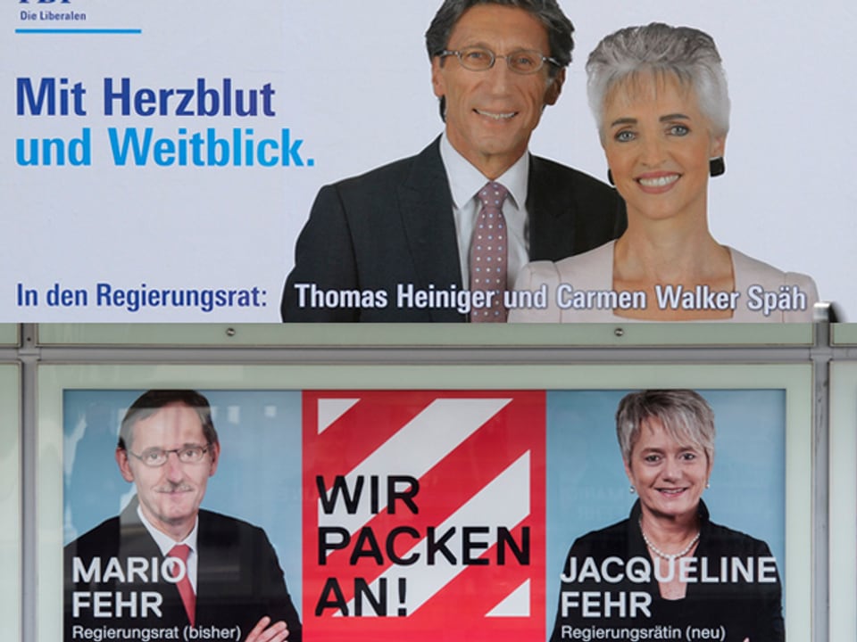 Wahlplakate von FDP und SP im Kanton Zürich