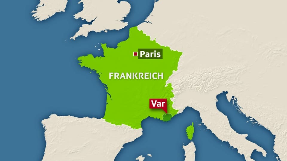 Karte von Frankreich, hervorgehoben das Departement Var im Südosten Frankreichs.